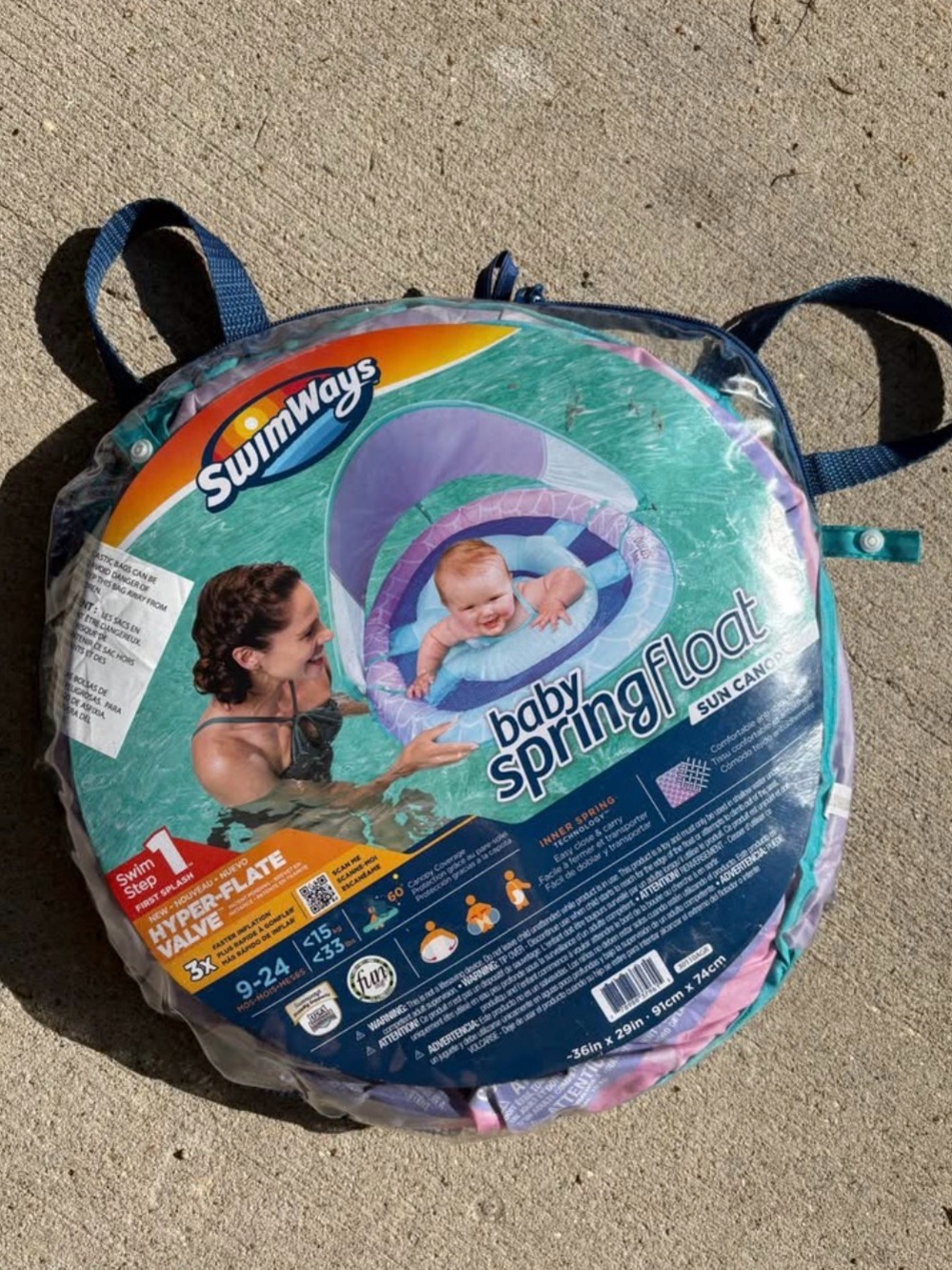 Baby Spring Float with Sun Canopy - Purple & Teal